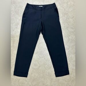 Y2K Vintage Women’s 6 LEITH Black 100% Silk Flat Front Cuffed Pants